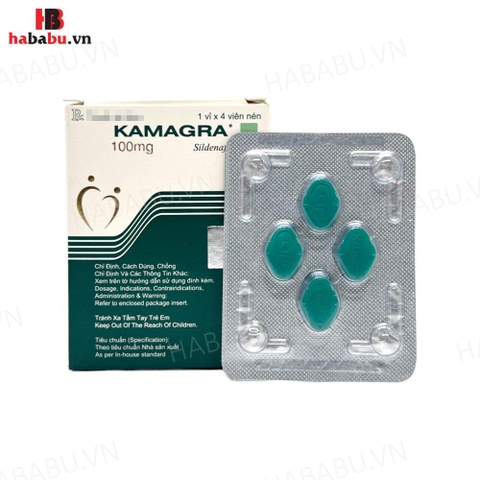 Tăng cường sinh lý nam Kamagra 100mg hộp 4 viên chính hãng