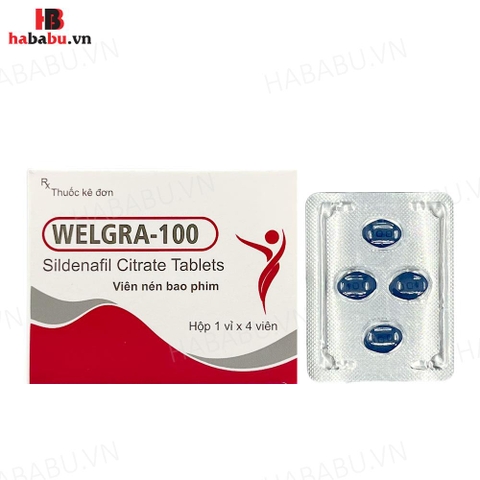 Tăng cường sinh lý nam Welgra 100mg hộp 4 viên chính hãng