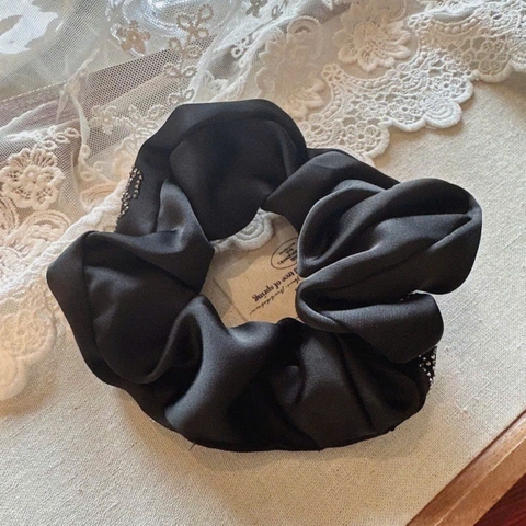 Scrunchies HimHip Đính Đá Họa Tiết Hoa Hồng