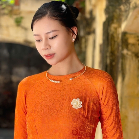Set Trang Sức HimHip Kiềng Cổ 15cm, Cài Áo, Khuyên Tai Kèm Hộp Nhung Phụ Kiện Áo Dài