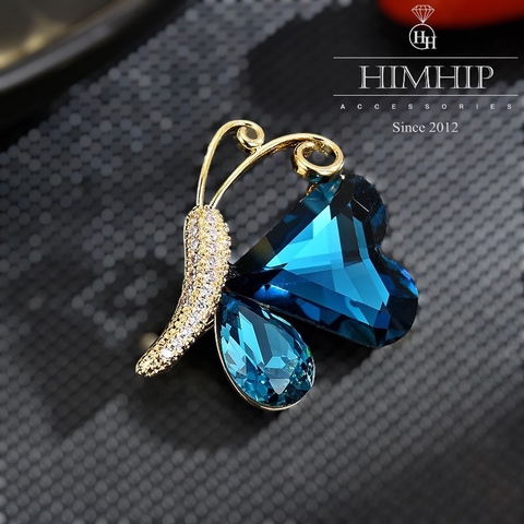 Trâm, Ghim Cài Áo HimHip Bướm Cánh Trái Tim Đáng Yêu HKCC Đính Phale 2*2,8cm