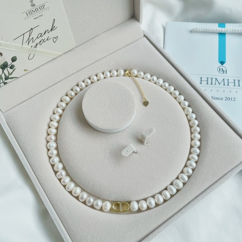 [Thiết Kế] Vòng Cổ HimHip Trai Thật 8Li Mặt Chữ CD Sang Trọng 46+4cm (không kèm hộp)