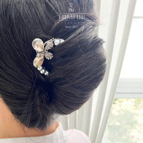 Trâm Cài Tóc HimHip HKCC Kim Điệp Lục Châu 11.5x4.5cm Kèm Hộp Phụ Kiện Áo Dài