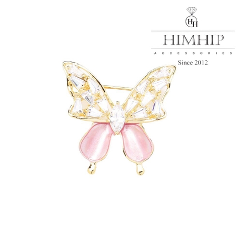 Trâm, Ghim Cài Áo HimHip Cánh Bướm 2 Màu Nhẹ Nhàng HKCC Đính Phale 2,2*2cm