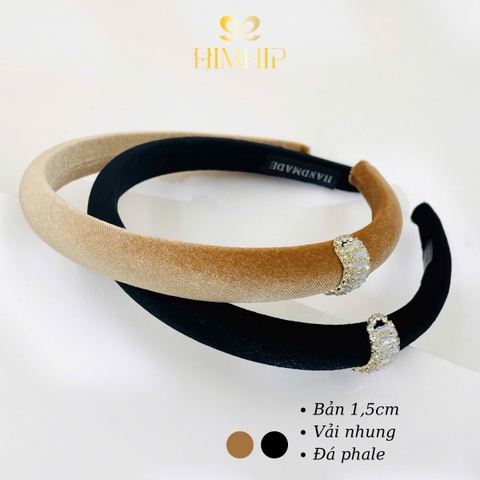 Bờm HimHip Vải Nhung Phối Sọc Phale Lấp Lánh 1.5cm