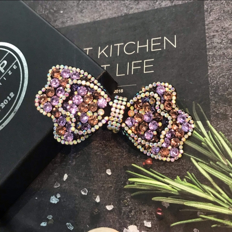 Kẹp Bấm HimHip Đính Đá Nhiều Màu Hình Nơ Thanh Lịch 9cm