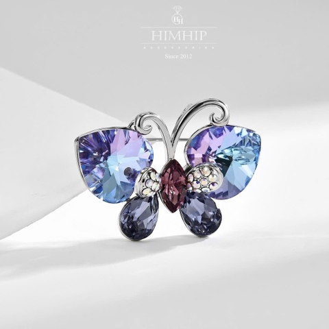 Trâm, Ghim Cài Áo HimHip Cánh Bướm Đá Nhiều Màu Sang Trọng HKCC Đính Phale 3*4cm