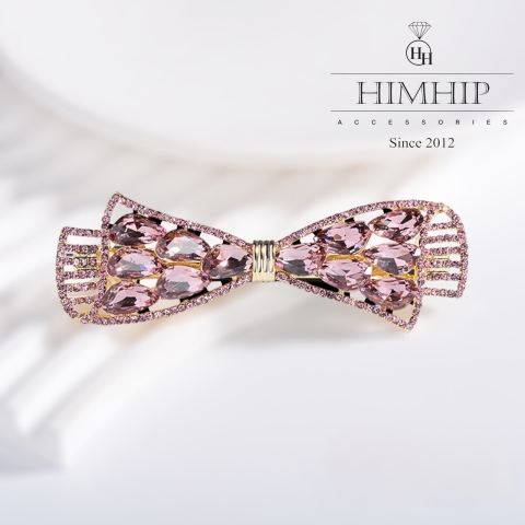 Kẹp Bấm HimHip HKCC Đính Phale Nơ Xoắn Thanh Lịch 9x3cm