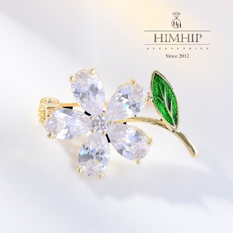 Trâm, Ghim Cài Áo Nhỏ HimHip Hoa 5 Cánh Đáng Yêu HKCC Đính Phale 1,7*2,5cm