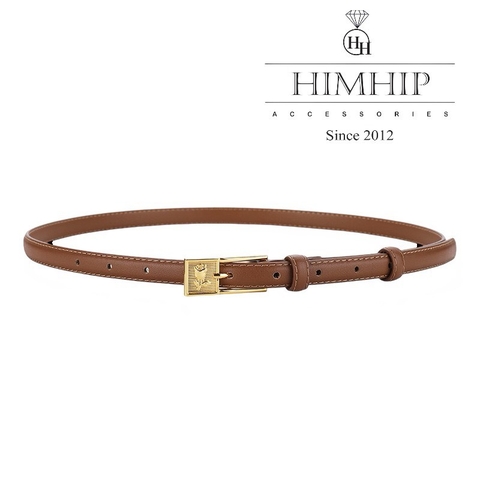 Dây Lưng HimHip Da Thật Khoá Chữ Nhật Logo Hoa Hồng 1.5x100cm