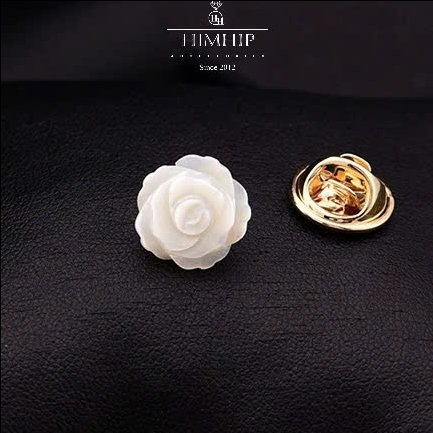 [Thiết kế] Pin Cài Áo HimHip Hoa Hồng Sang Trọng HKCC Khảm Trai 1,2cm