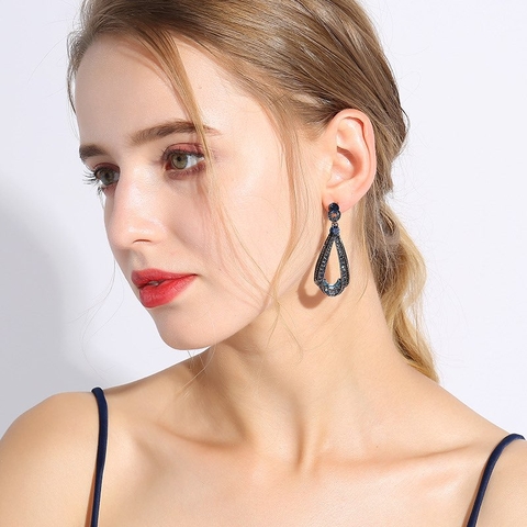 Khuyên Tai Dài HimHip Giọt Nước Cổ Điển HKCC Đính Phale 2x5cm