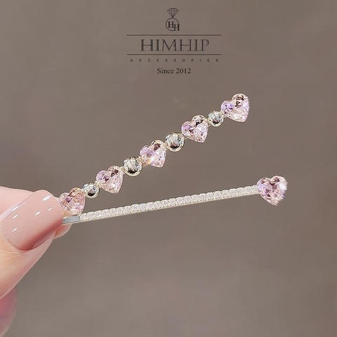 Kẹp Mái HimHip HKCC Tim Hồng Phale Nhỏ Lấp Lánh 0.8*7cm