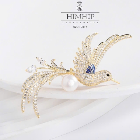Trâm, Ghim Cài Áo HimHip Én Nhỏ Phối Hạt Giả Trai 7.5*3cm