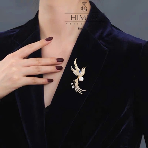 Trâm, Ghim Cài Áo HimHip Én Nhỏ Phối Hạt Giả Trai 7.5*3cm