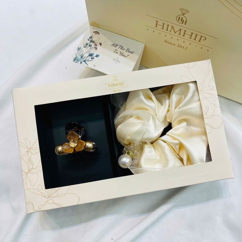 Set Quà HimHip Kẹp Càng Cua & Dây Buộc Tóc Kèm Túi Hộp Thiệp - 55