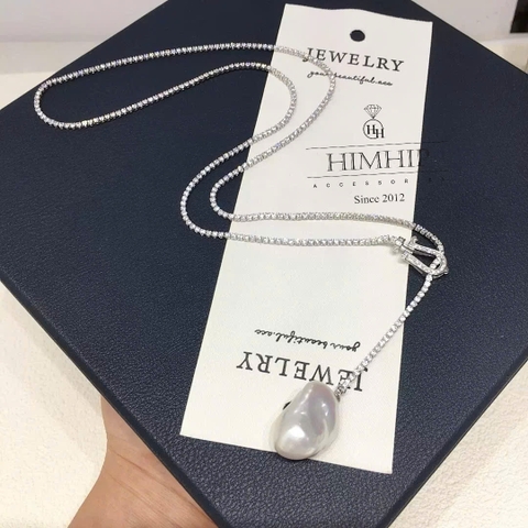 Vòng Cổ HimHip Minimal Pearl Lariat Mặt Trai Dị Phối Dây Phale 3ly Lấp Lánh 60cm Kèm Hộp