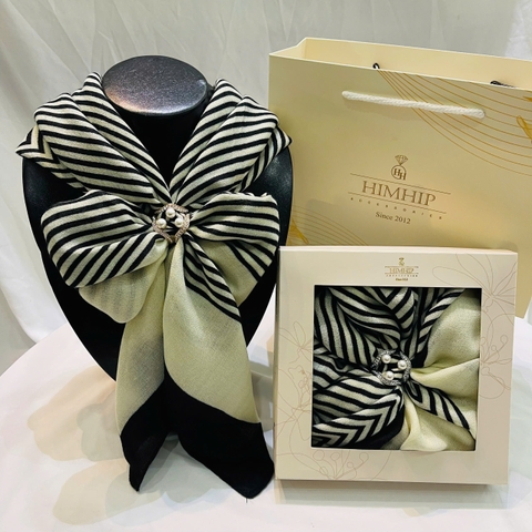 Set Quà HimHip Khăn Viscose  90x90cm & Cài Khăn Kèm Túi Hộp Thiệp - 450