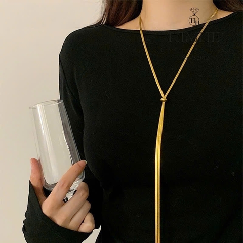 Vòng Cổ HimHip Titan Dây Rút Sợi Mì 3mm Cổ Điển 100cm Kèm Hộp Phụ Kiện