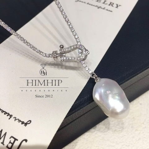 Vòng Cổ HimHip Minimal Pearl Lariat Mặt Trai Dị Phối Dây Phale 3ly Lấp Lánh 60cm Kèm Hộp