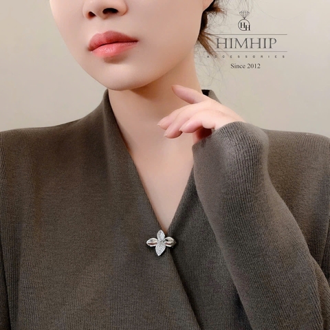 Trâm, Ghim Cài Áo HimHip HKCC Lá Nhỏ Phale 4 Cánh 2.6x2.1cm