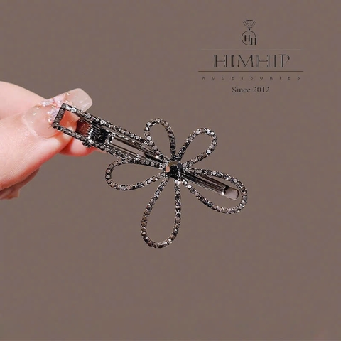 Kẹp Mái HimHip HKCC Hoa 5 Cánh Viền Phale Đen 6.4x3.7cm