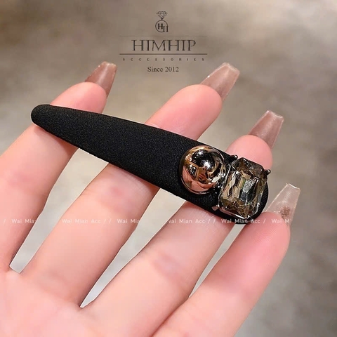 Kẹp Mái Bật HimHip HKCC Đệm Vải Đính Phale Phối Hạt Thanh Lịch 7x2cm