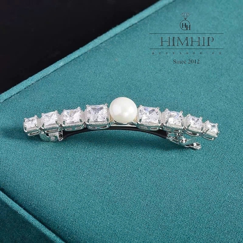 Kẹp Bấm HimHip HKCC Hàng Đá Phale Trắng Phối Hạt Giả Trai 1.9*6.9cm