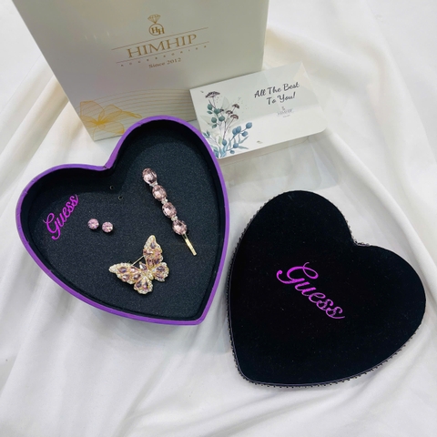 Set Quà Valentine 8/3 HimHip Khuyên Tai, Cài Áo & Kẹp Mái Kèm Túi Hộp Thiệp - 1180
