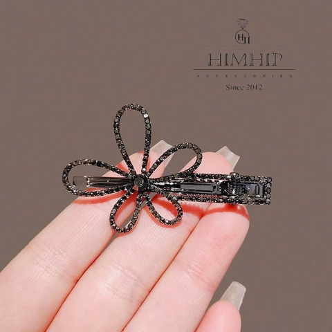Kẹp Mái HimHip HKCC Hoa 5 Cánh Viền Phale Đen 6.4x3.7cm