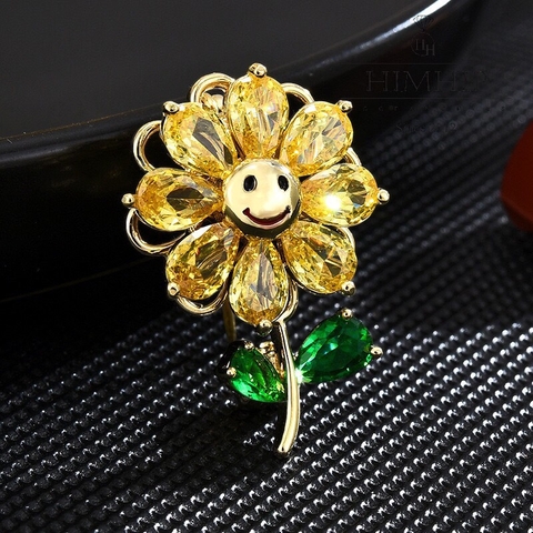 Trâm, Ghim Cài Áo Nhỏ HimHip Bông Hoa Mặt Cười Đáng Yêu HKCC Đính Phale 2,5*1,6cm