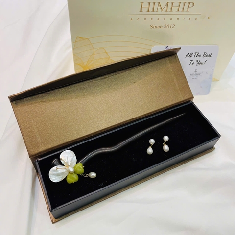 Set Quà 8/3 HimHip Trâm Cài Tóc & Khuyên Tai Kèm Túi Hộp Thiệp - 33
