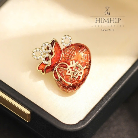 Trâm, Ghim Cài Áo HimHip HKCC Túi Tài Lộc May Mắn 2.8*2.5cm