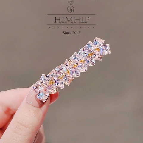 Kẹp Mỏ Vịt HimHip HKCC Đính Phale Hồng Lấp Lánh 6x1.5cm
