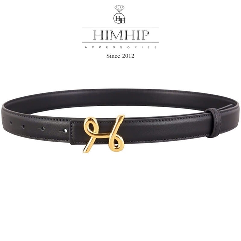 Dây Lưng HimHip Da Thật Luồn Trong Mặt Vòng Xoắn chữ H Trẻ Trung 2.5x100cm