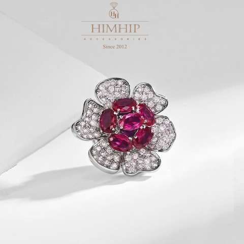 Pin Cài Tự Hít HimHip Bông Hồng Quý Phái HKCC Đính Phale 2.7x2.7cm