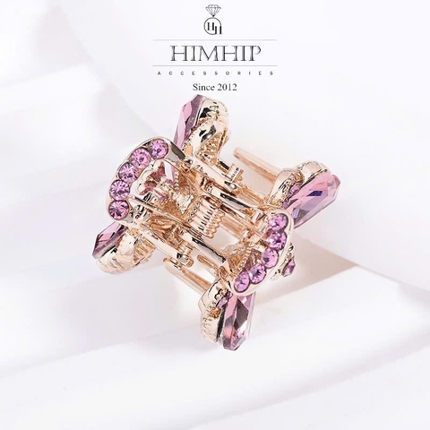 Kẹp Đỉnh HimHip HKCC Nơ Nhỏ Đính Trái Tim Phale Lấp Lánh 2x2.2cm