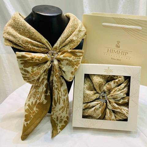Set Quà HimHip Khăn Viscose  90x90cm & Cài Khăn Kèm Túi Hộp Thiệp - 460