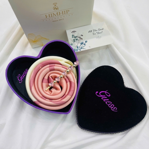 Set Quà Valentine HimHip Khăn Lụa Vuông 70x70cm & Kẹp Mái Kèm Túi Hộp Thiệp - 122