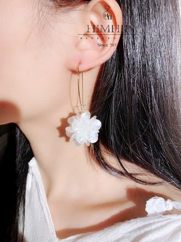 Khuyên Tai Dài HimHip HKCC Chùm Hoa Tú Cầu 3*6cm