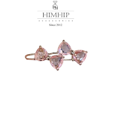 Kẹp Mái HimHip Đôi Nơ Phale Hồng Thanh Lịch 3.2x2.8cm