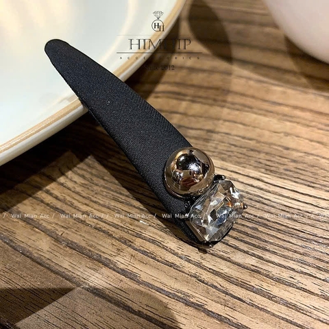 Kẹp Mái Bật HimHip HKCC Đệm Vải Đính Phale Phối Hạt Thanh Lịch 7x2cm