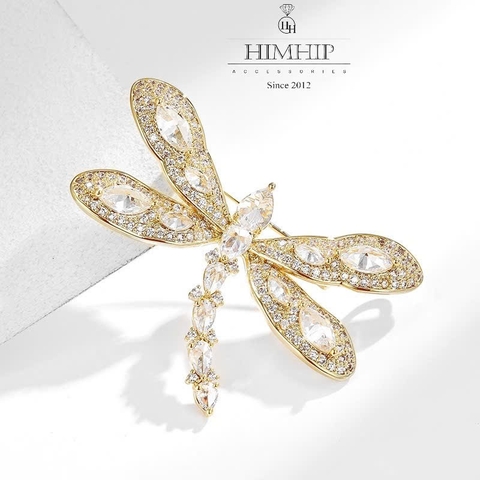 Trâm, Ghim Cài Áo HimHip HKCC Chuồn Chuồn Ánh Kim Phối Phale 5*3.cm