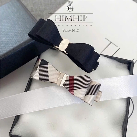 Kẹp Mái Mỏ Vịt HimHip HKCC Dáng Nơ Vải 2 Lớp Thanh Lịch 6.5*2cm