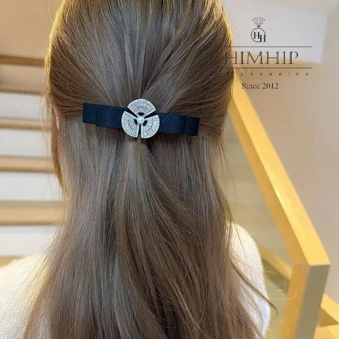 Kẹp Bấm HimHip HKCC Nơ Xếp Phối Hoa Phale 3 Cánh 2.9*9cm