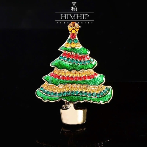 [Noel] Trâm, Ghim Cài Áo HimHip Cây Thông Noel  Phong Cách Thổ Cẩm HKCC Đính Phale 4,5*2,5cm