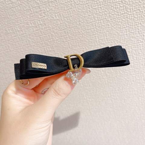 Kẹp Mái Mỏ Vịt HimHip Phối Nơ Vải Chữ D Thanh Lịch 9cm