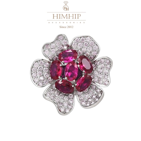 Pin Cài Tự Hít HimHip Bông Hồng Quý Phái HKCC Đính Phale 2.7x2.7cm