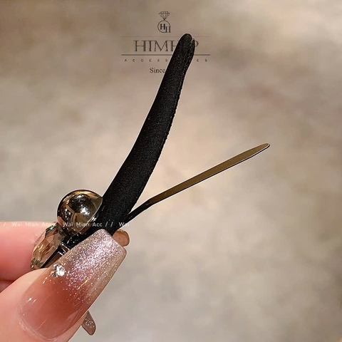 Kẹp Mái Bật HimHip HKCC Đệm Vải Đính Phale Phối Hạt Thanh Lịch 7x2cm