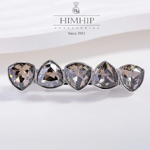 Kẹp Bấm HimHip HKCC Đính 5 Hạt Phale Tam Giác Lấp Lánh 6.5x1.4cm